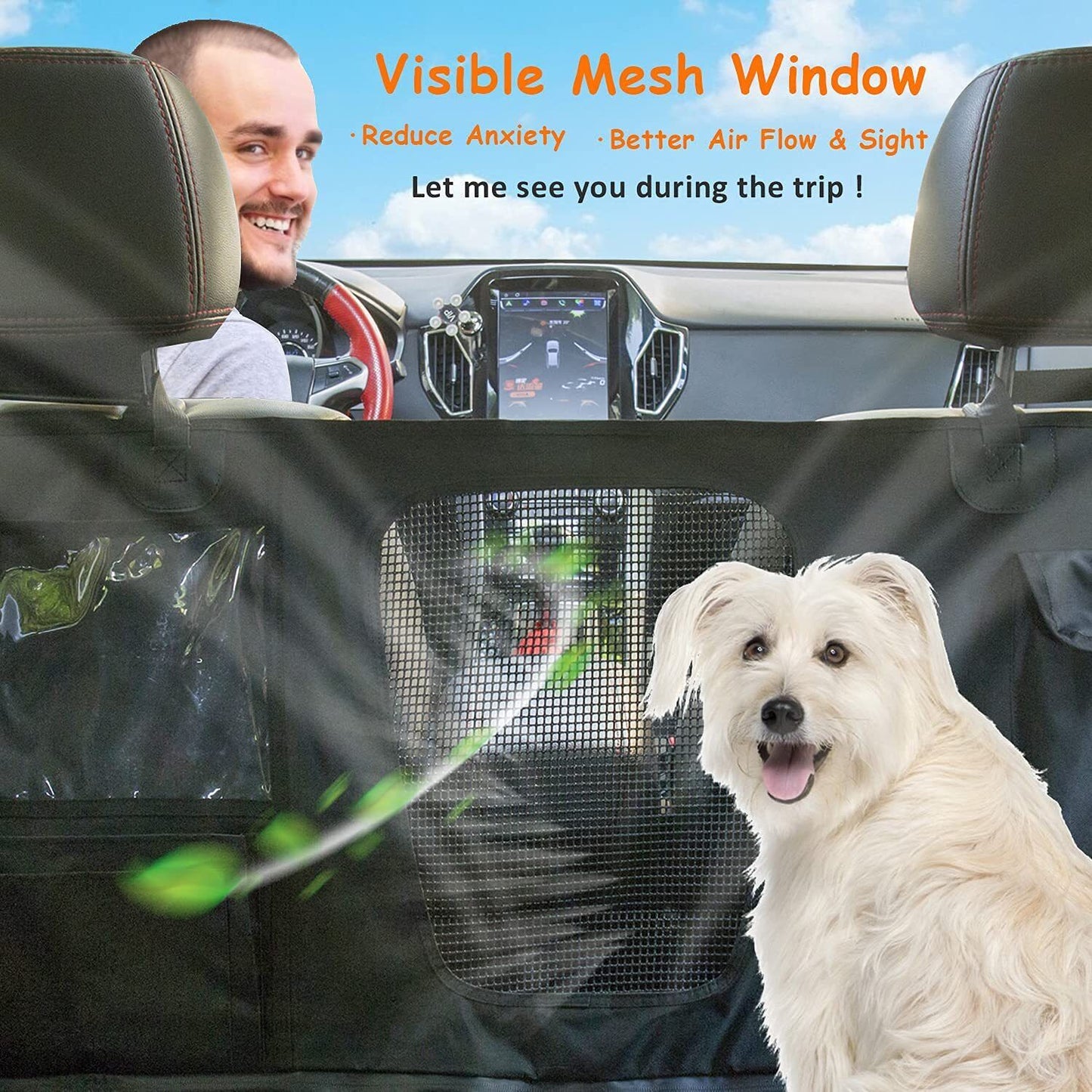 Waterproof Car Hammock for Dogs - Back Seat Dog Cover