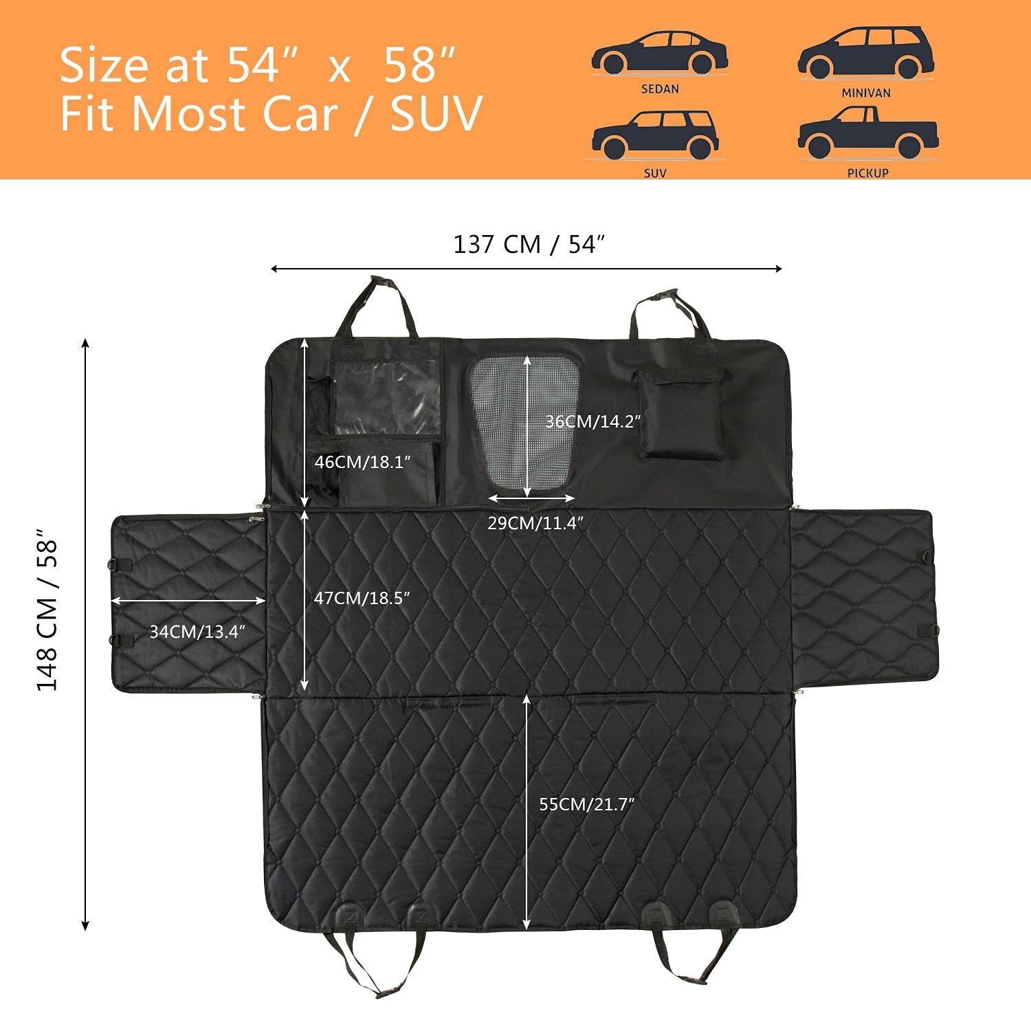 Waterproof Car Hammock for Dogs - Back Seat Dog Cover